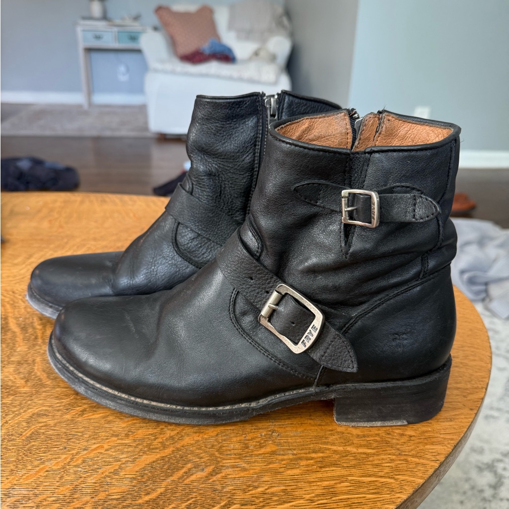 Frye Black Leather Ankle Boots (Size 10)